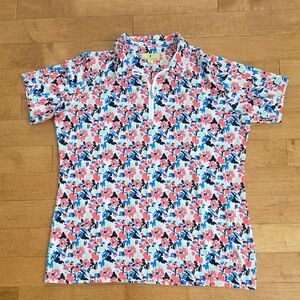 Sport Haley Multicolor Floral Women's Polo 1/4 Zip Top - XXL